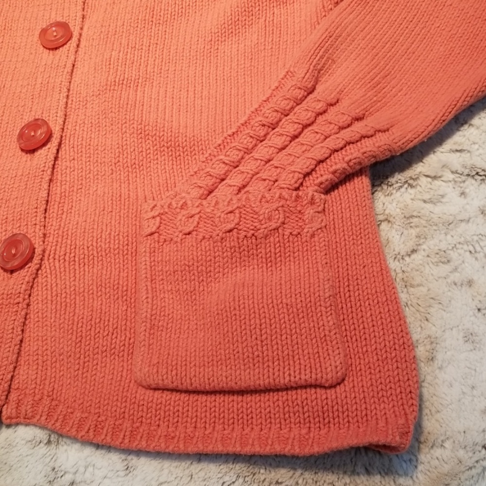 Talbots Heavier Weight Light Orange Cardigan Sz M - Picture 3 of 7